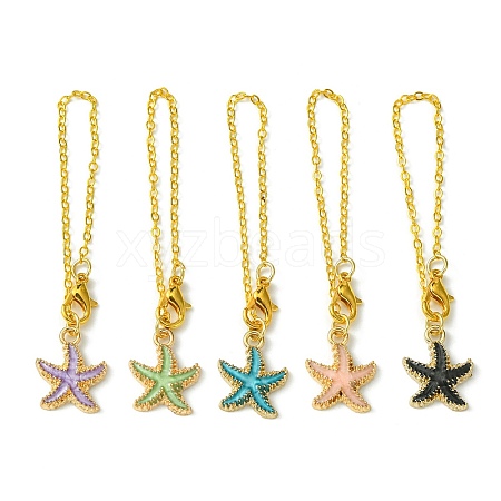 Alloy Enamel Starfish Cup Pendant Decorations HJEW-JM01754-1