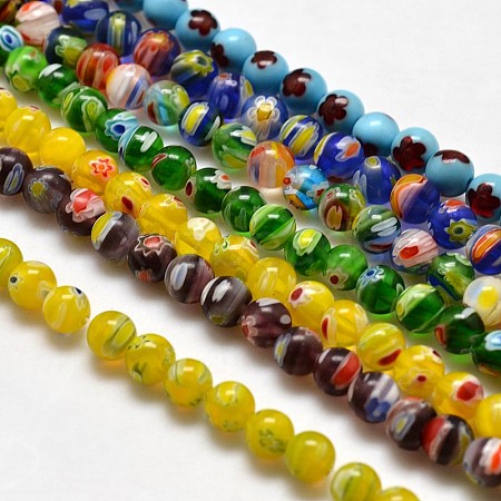 Round Millefiori Glass Beads Strands LK-P001-M-1