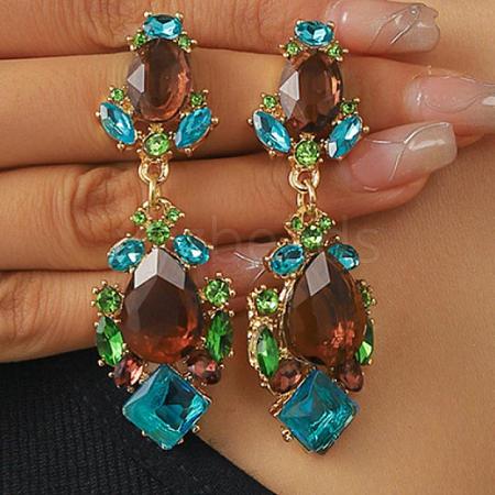 Luxury Alloy Glass Stud Dangle Earrings for Women YN1358-5-1