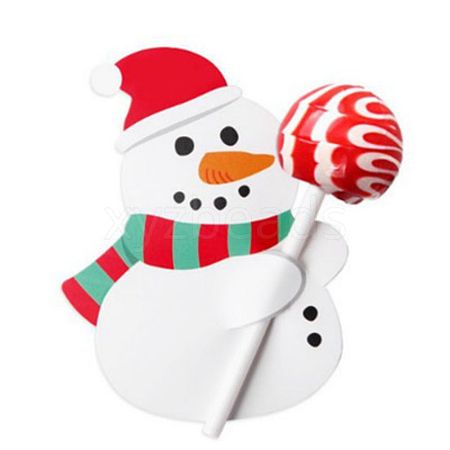 Christmas Theme Snowman Shape Paper Candy Lollipops Cards CDIS-I003-01-1