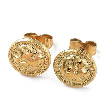 Ion Plating(IP) 304 Stainless Steel Flat Round Button Ear Studs for Women EJEW-P234-10G-1