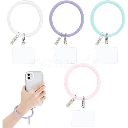 CHGCRAFT 8Pcs 4 Colors Silicone Loop Phone Lanyard KEYC-CA0001-24-1