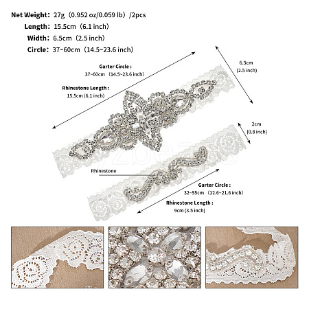 Rhinestone Bride Flower Lace Leg Belts WG66B83-16-1