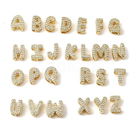 26Pcs 26 Styles Brass Micro Pave Clear Cubic Zirconia Initial Multi-strand Links KK-S520-01G-24-1