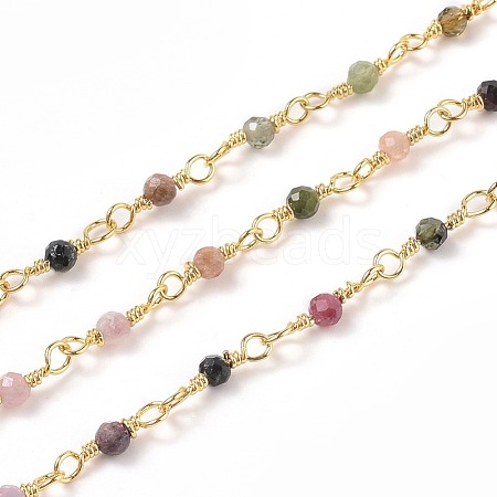 3.28 Feet Natural Tourmaline Handmade Beaded Chains X-CHC-K008-A03-1