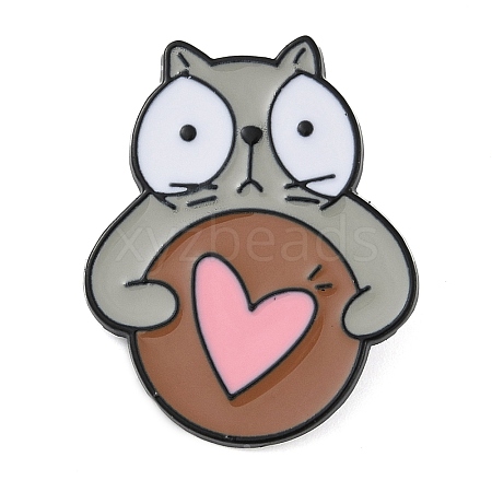 Cartoon Cat with Heart Zinc Alloy Enamel Pin Brooch JEWB-C034-06B-EB-1