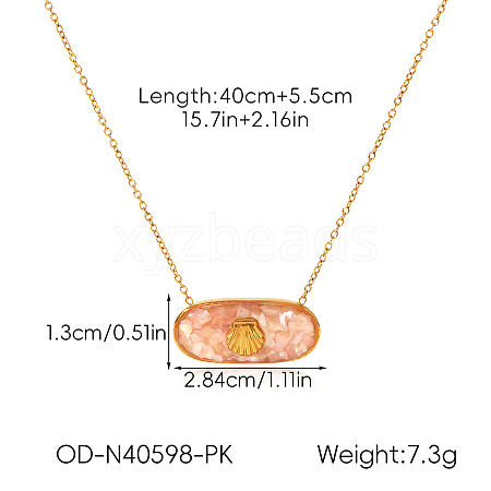 Ocean Natural Shell  Resin Pendant 304 Stainless Steel Cable Chain Necklaces for Women WGEB2E9-05-1