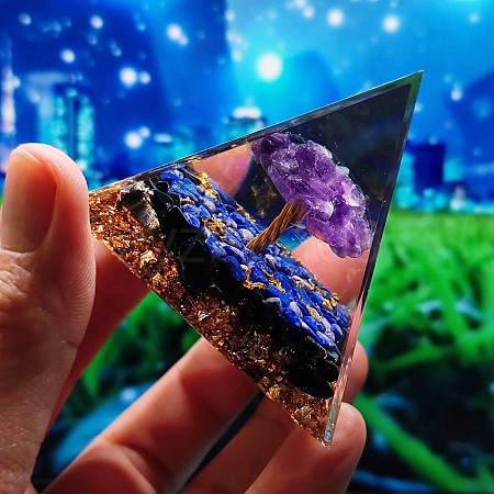 Orgonite Pyramid with Tree Resin Energy Generators PW-WG52F5B-15-1