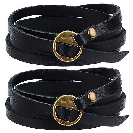 2Pcs Cowhide Wrap Bracelets BJEW-GF0001-35B-1