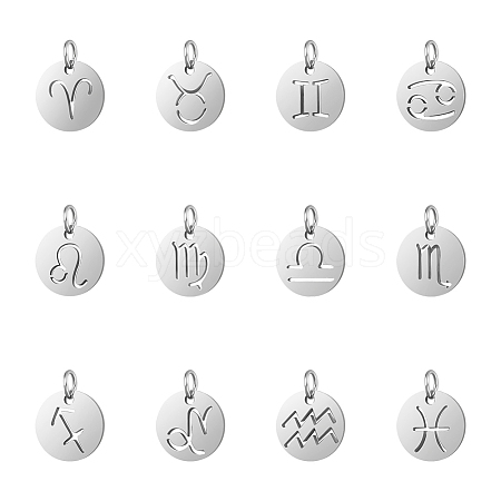 Unicraftale 12 Constellation/Zodiac Sign 304 Stainless Steel Charms STAS-UN0003-19P-1