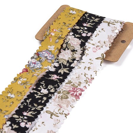 6 Yards 3 Colors Polyester Flower Printed Ribbon OCOR-A008-03A-1