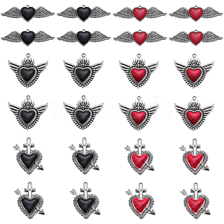 24Pcs 6 Styles Alloy Enamel Pendants ENAM-SC0005-03-1