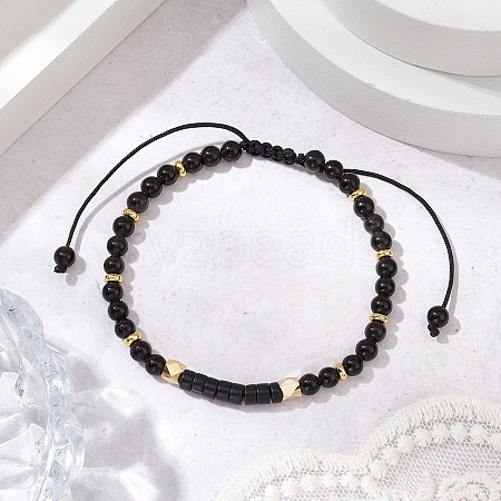 Natural Obsidian Braided Bead Bracelets BJEW-JB11241-05-1