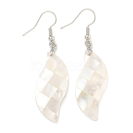 Rack Plating Brass Natural White Shell Dangle Earrings EJEW-N055-52H-1