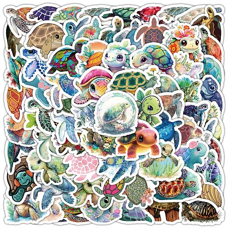 100Pcs Turtle PVC Waterproof Sticker Labels PW-WG22847-01-1