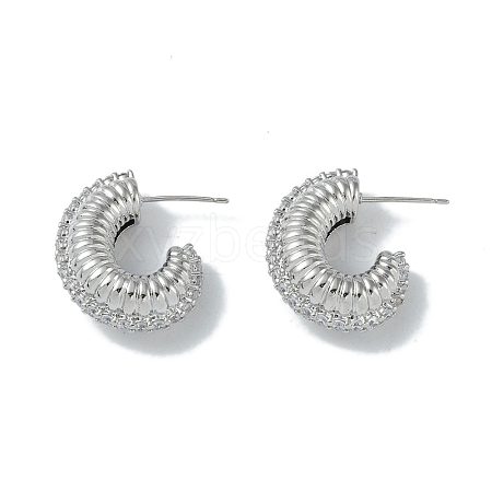 Spiral Rings Brass Stud Earrings for Women EJEW-H006-05P-1