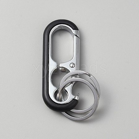 Oval Alloy Keychain Clasps with Double Rings FIND-YWC0011-02A-1