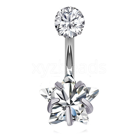 Clear Cubic Zirconia Belly Button Rings WG9960A-29-1