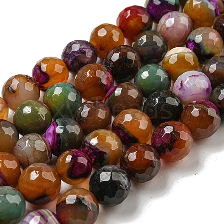 Faceted Natural Banded Agate Beads Strands G-F447-12mm-O06-1