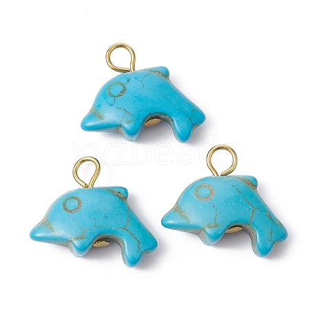 Synthetic Turquoise Pendants PALLOY-JF02371-02-1