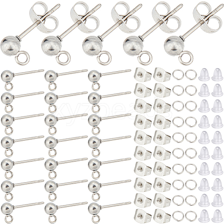 SOFPLATE 150Pcs 202 Stainless Steel Ball Stud Earring Findings STAS-SP0001-52B-P-1