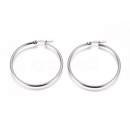 Tarnish Resistant 201 Stainless Steel Big Hoop Earrings EJEW-F237-02B-P-1