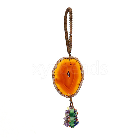 Natural Agate Slice Pendant Decorations HJEW-K046-03D-1