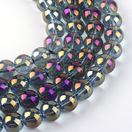 Electroplate Glass Beads Strands EGLA-Q062-8mm-A03-1