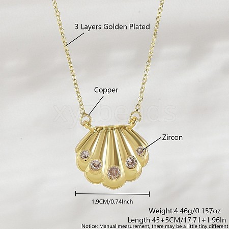 Ocean Summer Brass Pave Clear Cubic Zirconia Pendant Necklaces FS-WG8D1A7-08-1