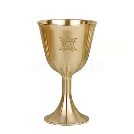 Brass Triple Moon Goddess and Pentagram Altar Goblet Chalice Ornament WICR-PW0001-23A-04-1