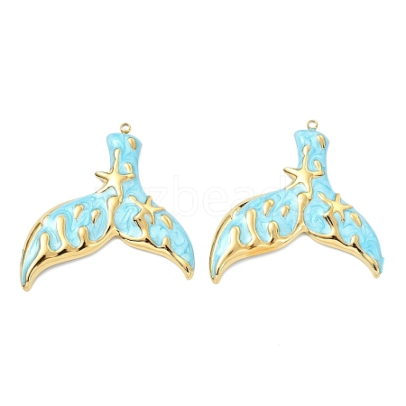 Ocean 304 Stainless Steel Enamel Pendants STAS-T076-08A-01G-1