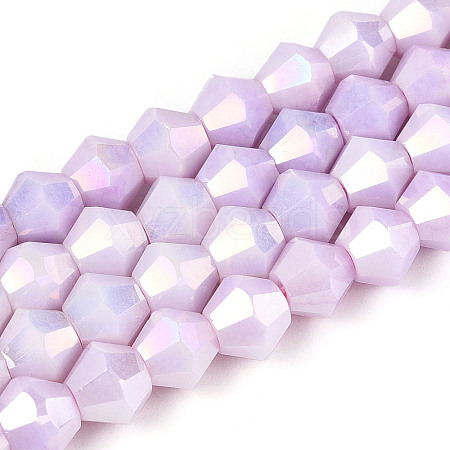 Anti-Tarnish Electroplate Bicone Glass Beads Strands EGLA-T021-6mm-16-01-1