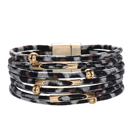 Imitation PU Leather Cord Multi-strand Bracelets for Women Girl WG4D46A-23-1