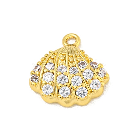 Rack Plating Brass Micro Pave Clear Cubic Zirconia Charms KK-P277-10G-1