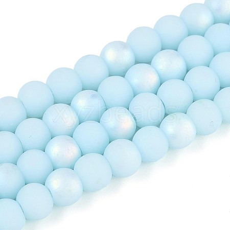 Frosted Opaque Glass Beads Strands GLAA-T032-P6mm-MBB10-1