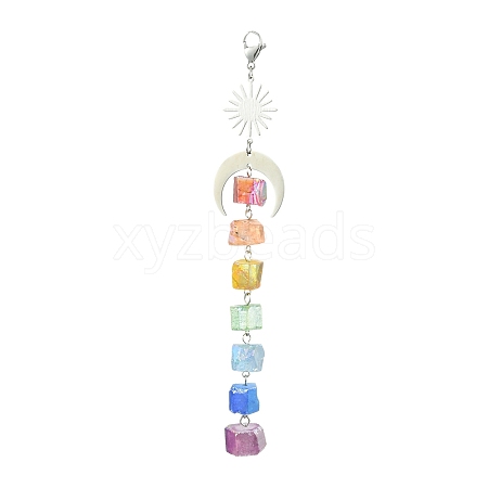 Electroplated Natural Quartz Pendant Decoration HJEW-JM02114-1