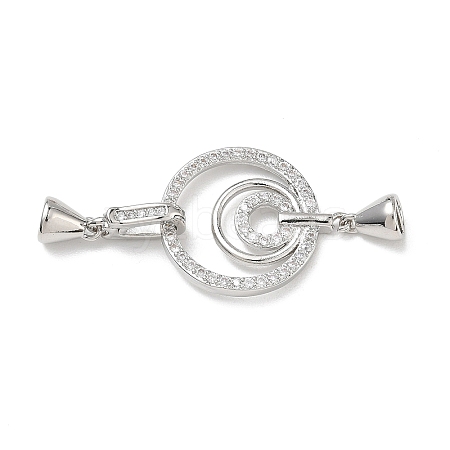 Brass Micro Pave Clear Cubic Zirconia Fold Over Clasps KK-K428-04P-1