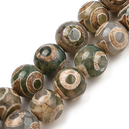 Natural Tibetan 3-Eye dZi Agate Beads Strands G-A240-A03-01-1