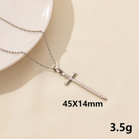 Vintage Stainless Steel Sword Pendant Necklaces for Women QX2053-3-1