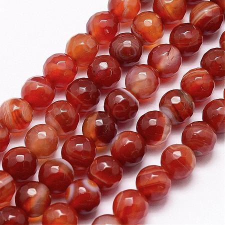 Faceted Natural Agate Beads Strands G-F344-39-6mm-1