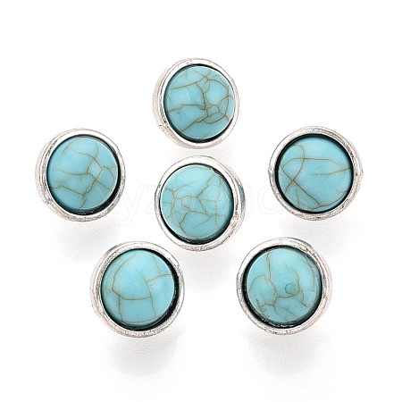 Zinc Metal Alloy & Natural Turquoise Buttons LS-BUTT-WH0057-001BAS-1