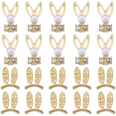 SUNNYCLUE 60Pcs 2 Styles Rabbit Alloy Rhinestone Cabochons MRMJ-SC0001-16-1