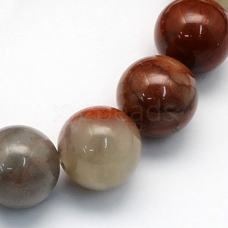 Natural Red Rainbow Jasper Round Beads Strands G-S178-8mm-1