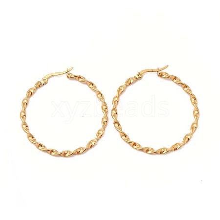 304 Stainless Steel Twist Round Hoop Earrings for Women EJEW-C011-01G-1