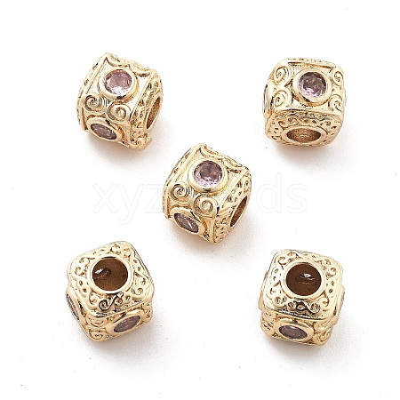 Brass Micro Pave Cubic Zirconia Beads KK-R216-17KCG-03-1