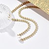 White Plastic Pearl Round Bead Pendant Necklaces NJEW-P320-24G-1