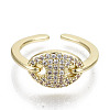 Brass Micro Pave Clear Cubic Zirconia Cuff Rings RJEW-S045-053G-NR-2