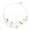 Natural & Synthetic Mixed Gemstone Beaded Triple Layered Necklaces NJEW-TA00091-1