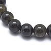 Natural Golden Sheen Obsidian Bead Stretch Bracelets X-BJEW-K212-B-020-2