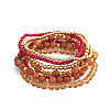 7Pcs 7 Styles Round Glass Seed Beads & Brass & Natural Sunstone & Citrine & Morganite Beads Stretch Bracelets for Women UX1023-1-5